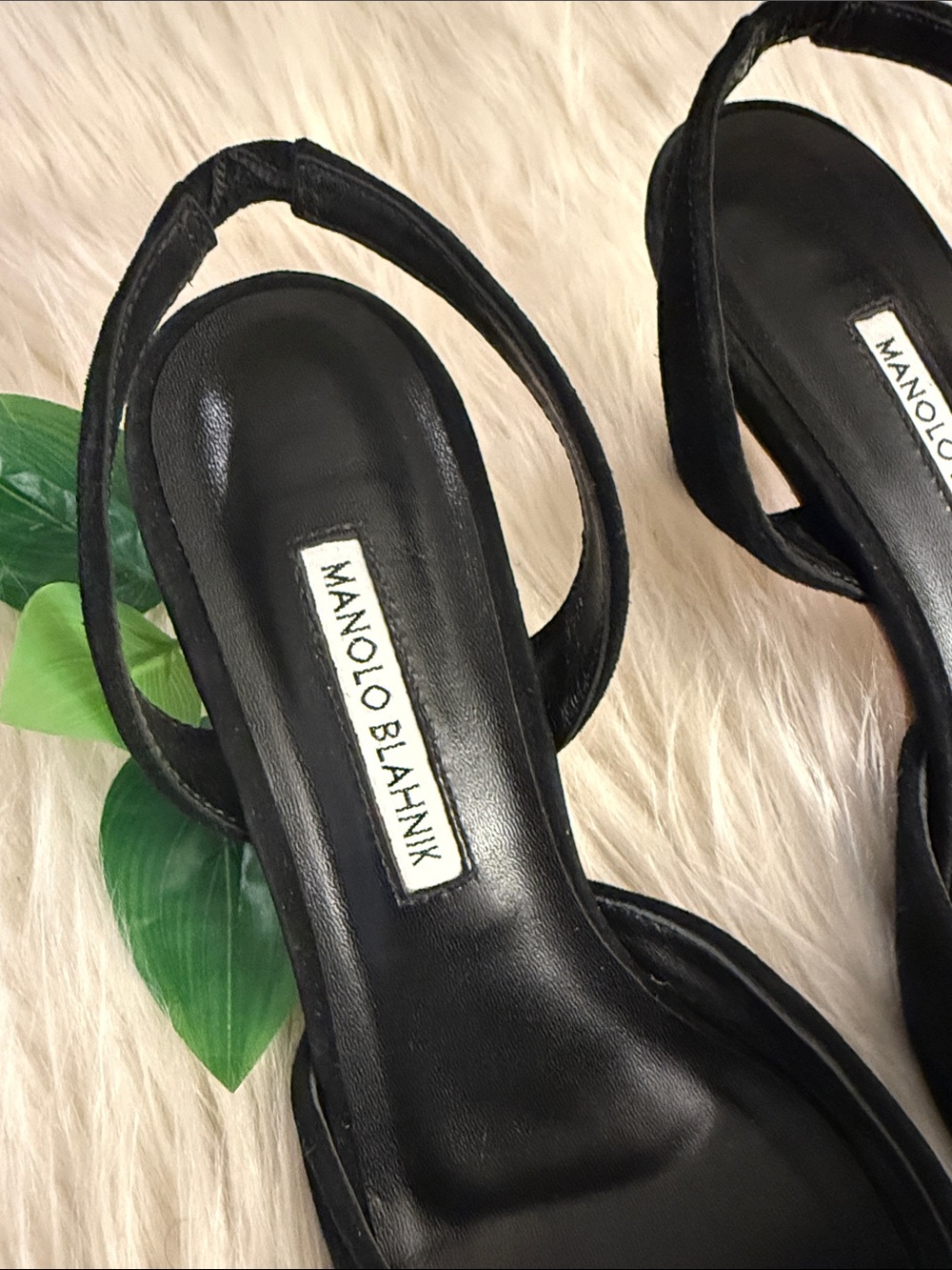 Manolo Blahnik Maysli Black Suede Buckle Slingbacks - Picture 3 of 11